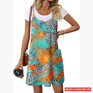 Sleeveless Spaghetti Strap Mini Dress with Pockets, Loose Fit, Casual Summer